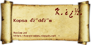 Kopsa Ádám névjegykártya